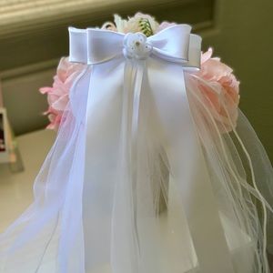 Flower girl headpiece. Crown with veil.